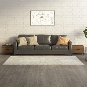 Mesas de centro con patas metal 2 uds marrón roble 50x50x40 cm de vidaXL, Mesas de centro - Ref: Foro24-817542, Precio: 65,56...