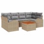 Conjunto de sofá de jardín 7 pcs Beige Poliratán