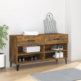 Mueble zapatero madera contrachapada roble ahumado 102x35x55 cm