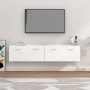 Armarios pared 2 uds contrachapada blanco brillo 80x35x36,5 cm de vidaXL, Taquillas y armarios de almacenamiento - Ref: Foro2...