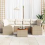 Conjunto de sofá de jardín 7 pcs Beige Poliratán