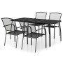 Juego de comedor de jardín 5 piezas acero gris antracita