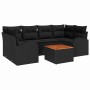 Conjunto de sofá de jardín 7 pcs Negro Poliratán