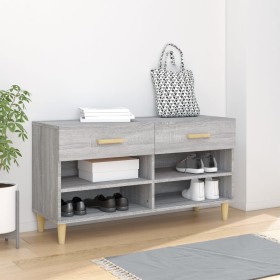 Mueble zapatero madera contrachapada gris Sonoma 102x35x55 cm