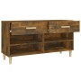 Schuhschrank aus geräucherter Eichen-Sperrholzplatte, 102x35x55 cm. von vidaXL, Schuhregale und Schuhorganisatoren - Ref: For...
