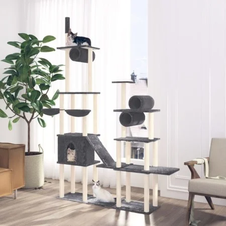 Cat scratching post with dark gray sisal posts 279 cm by vidaXL, Cat furniture - Ref: Foro24-171617, Price: 126,42 €, Discoun...