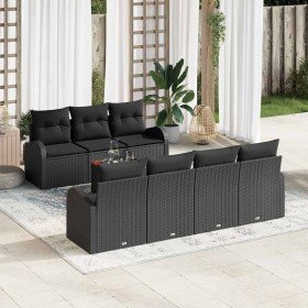Conjunto de sofá de jardín 8 pcs Negro Poliratán