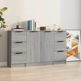 Sideboards 3 pieces Sonoma gray plywood by vidaXL, Sideboards - Ref: Foro24-3115842, Price: 151,17 €, Discount: %