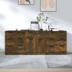 3-piece plywood sideboard in smoked oak color by vidaXL, Sideboards - Ref: Foro24-3115801, Price: 227,29 €, Discount: %
