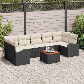 Conjunto de sofá de jardín 8 pcs Negro Poliratán