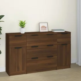 3-teiliges Sideboard-Set aus braunem Eichensperrholz von vidaXL, Sideboards - Ref: Foro24-3115827, Preis: 179,94 €, Rabatt: %