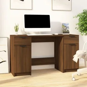 Schreibtisch aus eichenbraunem Sperrholz mit Beistellschrank von vidaXL, Schreibtische - Ref: Foro24-3115915, Preis: 155,75 €...