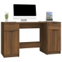 Escritorio con armario lateral contrachapada marrón roble de vidaXL, Escritorios - Ref: Foro24-3115915, Precio: 164,48 €
