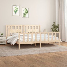 Estructura de cama sin colchón madera maciza de pino 200x200 cm Estructura de cama sin colchón madera maciza de pino 200x200 cm