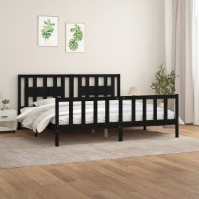 Estructura de cama sin colchón madera de pino negro 200x200 cm en Camas y somieres | Comprar online en Foro24