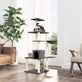 Cat scratching post with dark gray sisal posts 142 cm by vidaXL, Cat furniture - Ref: Foro24-171593, Price: 53,51 €, Discount: %