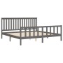 Estructura de cama con cabecero madera de pino gris 200x200cm