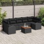 Conjunto de sofá de jardín 8 pcs Negro Poliratán