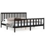 Estructura de cama con cabecero madera de pino negro 200x200cm