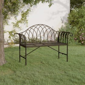 Banco de jardín de dos plazas 128 cm acero negro Banco de jardín de dos plazas 128 cm acero negro