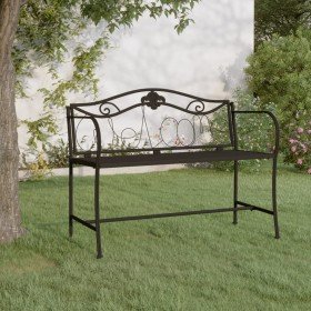 Banco de jardín de dos plazas 104 cm acero negro Banco de jardín de dos plazas 104 cm acero negro