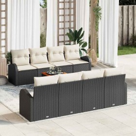 Conjunto de sofá de jardín 9 pcs Negro Poliratán