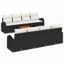 Conjunto de sofá de jardín 9 pcs Negro Poliratán