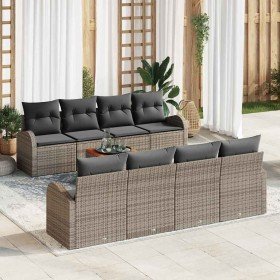 Conjunto de sofá de jardín 9 pcs Gris Poliratán