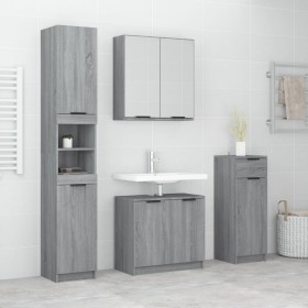 4-teiliges Badezimmerschrank-Set aus grauem Sonoma-Sperrholz von vidaXL, Badezimmermöbel - Ref: Foro24-3115890, Preis: 261,58...