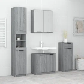 Sonoma gray plywood 4-piece bathroom cabinet set by vidaXL, Bathroom furniture - Ref: Foro24-3115890, Price: 255,62 €, Discou...