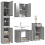 4-teiliges Badezimmerschrank-Set aus grauem Sonoma-Sperrholz von vidaXL, Badezimmermöbel - Ref: Foro24-3115890, Preis: 261,58...