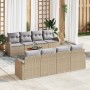 Conjunto de sofá de jardín 9 pcs Beige Poliratán