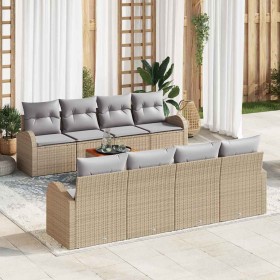 Conjunto de sofá de jardín 9 pcs Beige Poliratán