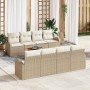 Conjunto de sofá de jardín 9 pcs Beige Poliratán