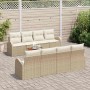 Conjunto de sofá de jardín 9 pcs Beige Poliratán