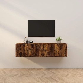 Muebles para TV de pared 2 uds roble ahumado 80x34,5x40 cm