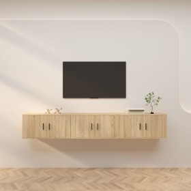 Muebles para TV de pared 3 uds roble Sonoma 80x34,5x40 cm