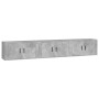 Muebles para TV de pared 3 uds gris hormigón 80x34,5x40 cm