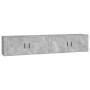 Muebles para TV de pared 2 uds gris hormigón 100x34,5x40 cm