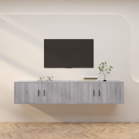 Muebles para TV de pared 2 uds gris Sonoma 100x34,5x40 cm