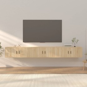 Muebles para TV de pared 3 uds roble Sonoma 100x34,5x40 cm
