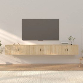 Muebles para TV de pared 3 uds roble Sonoma 100x34,5x40 cm