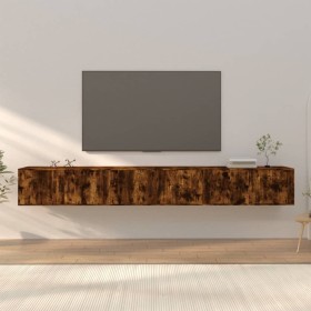 Muebles para TV de pared 3 uds roble ahumado 100x34,5x40 cm