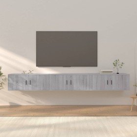 Muebles para TV de pared 3 uds gris Sonoma 100x34,5x40 cm