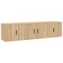 Set de muebles para TV 3 pzas madera contrachapada roble sonoma