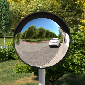 Espejo de tráfico convexo de exterior policarbonato negro Ø45cm