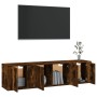 Set de muebles de TV 3 pzas madera contrachapada roble ahumado