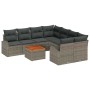 Conjunto de sofá de jardín 9 pcs Gris Poliratán
