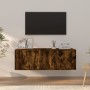 Set de muebles de TV 2 pzas madera contrachapada roble ahumado