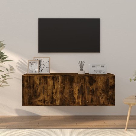 Set de muebles de TV 2 pzas madera contrachapada roble ahumado